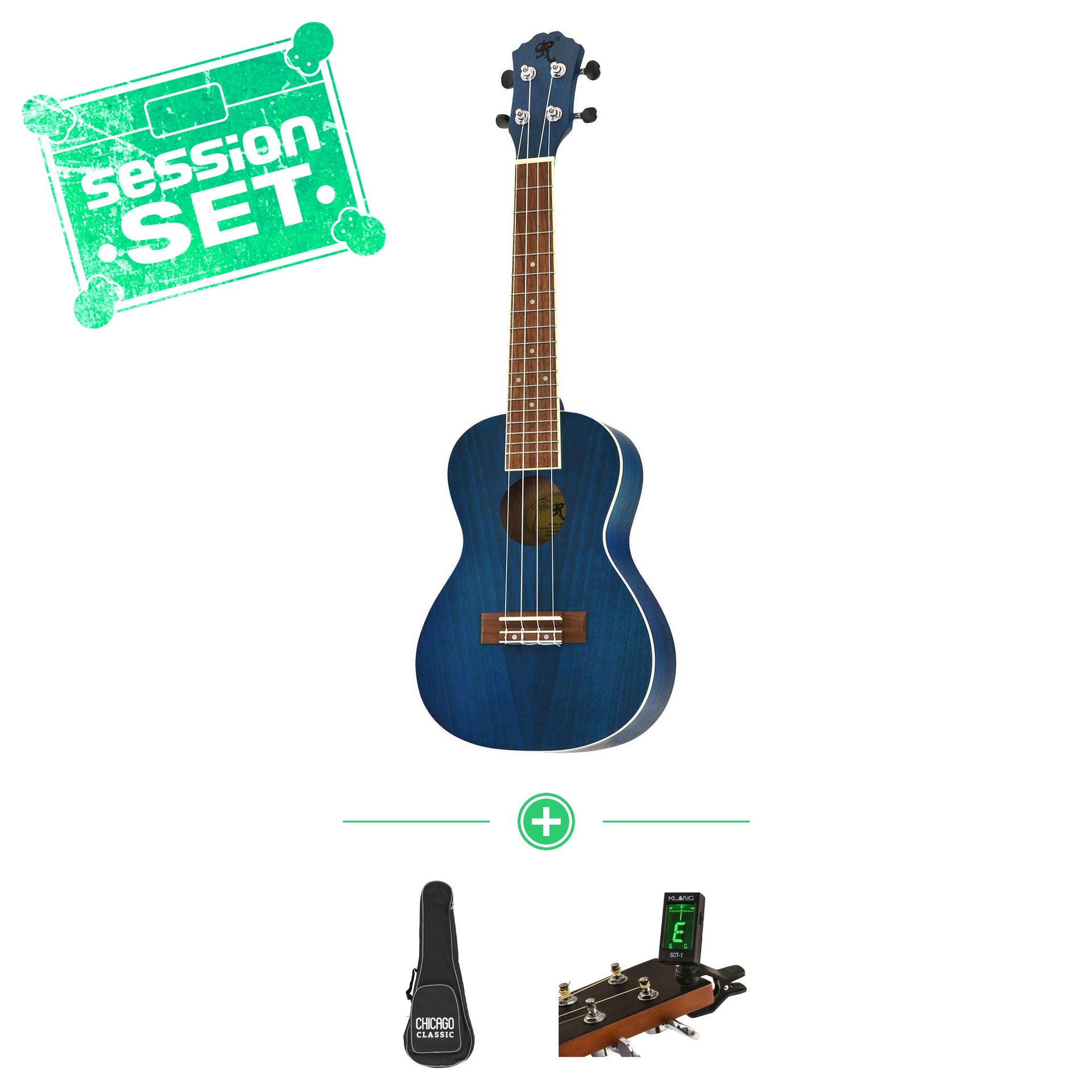Redwood Candy Concert Ukulele Blueberry Bliss Set mit Ukulelentasche & Clip-Tuner