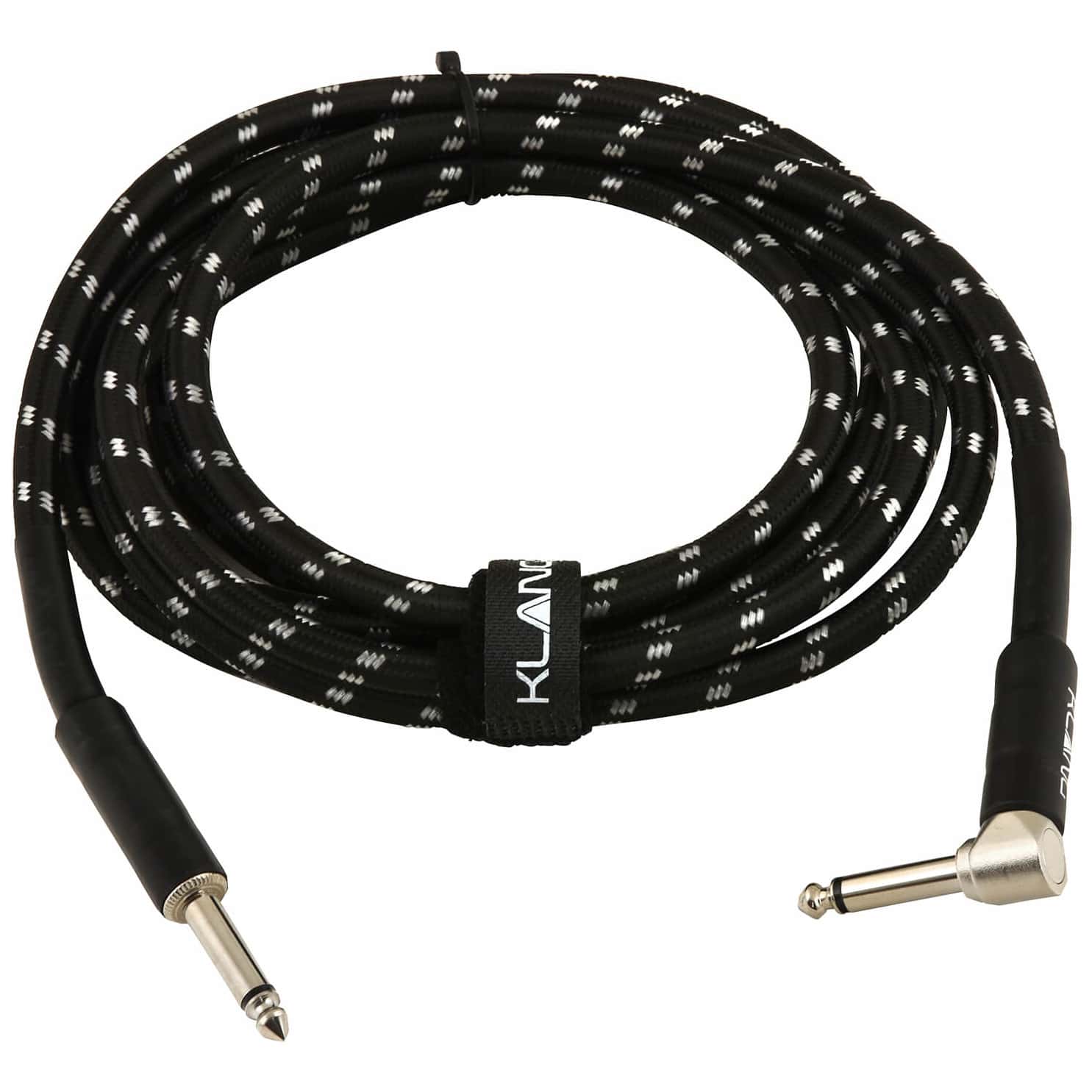 Klang - Klang Instrumentenkabel TWEED Black 6,3mm Klinke, gewinkelt mono - 6,3mm Klinke, mono, 3,0 Meter